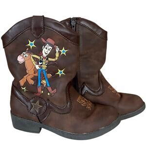 Toy Story Brown Cowboy Boots with Cartoon Design Size 10 EUC